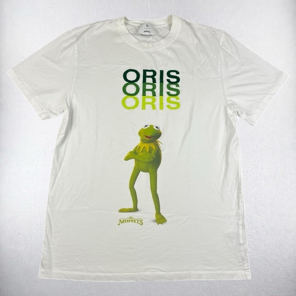 Oris T-Shirt Mens Large White Kermit The Frog Muppets Organic Cotton Graphic Tee